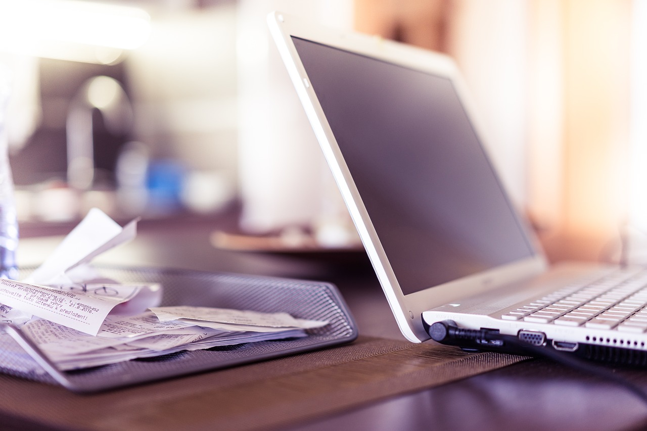 Laptop computer and receipts